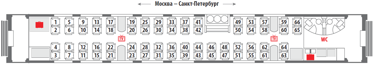 Схема мест в ласточке санкт петербург москва