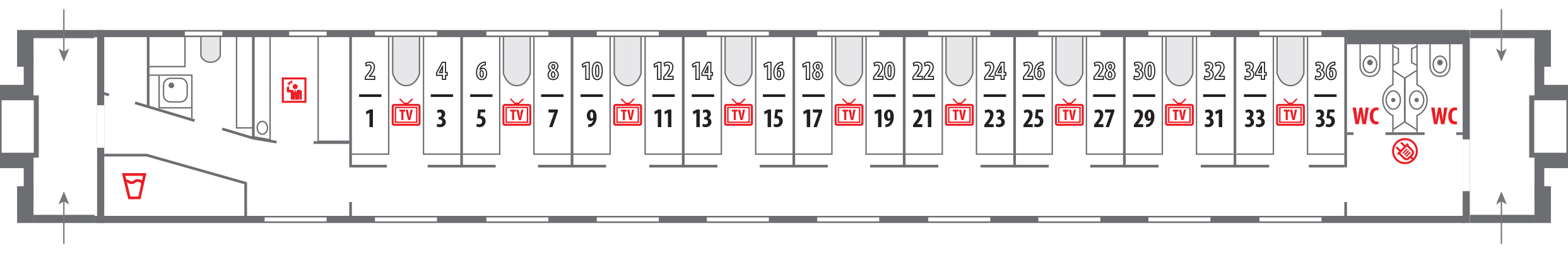 Схема мест в купе в вагоне поезда